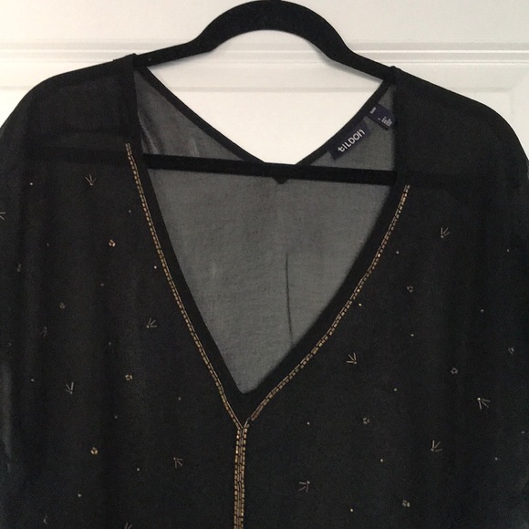 Tildon sheer blouse with gold appliqué detailing - Picture 2 of 2